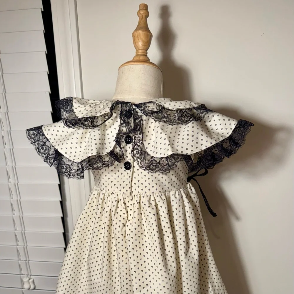 🖤 Handmade Ivory & Black Dress 🖤 - Picture 4 of 5